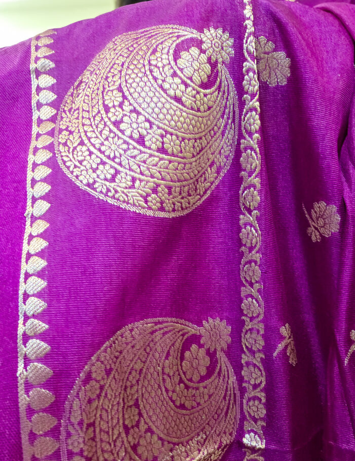 Traditional Banarasi silk saree “Damini” in magenta