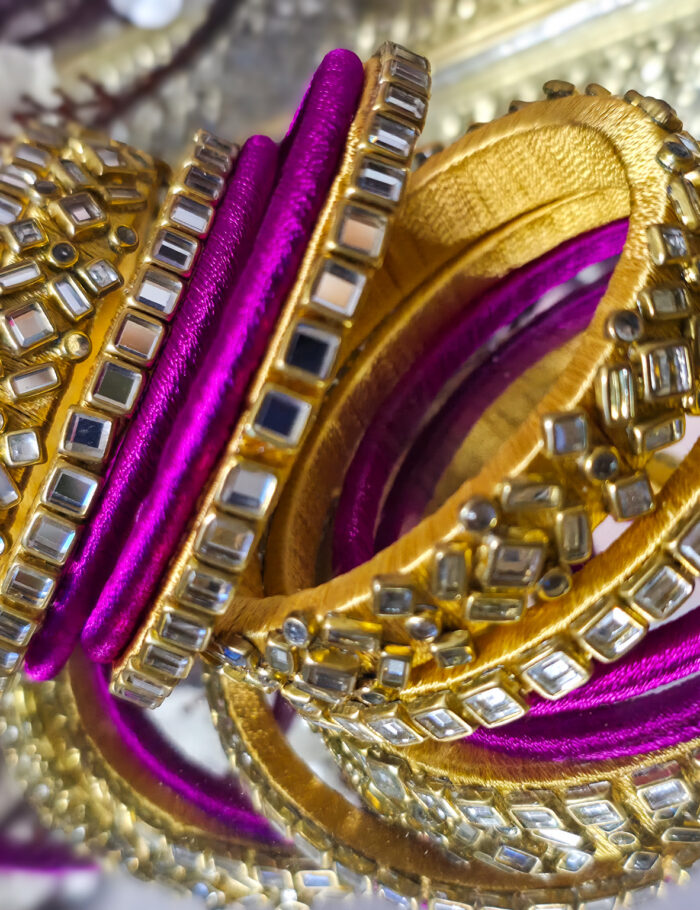 20250927_222923 Gold & Magenta Silk Thread Kundan Bangles Set