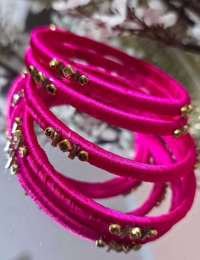 20250927_225126 Classic silk thread bangles with kundan stones (pair)