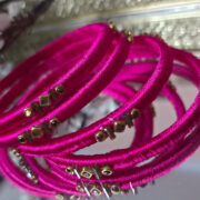 Silk-thread ethnic bangles with kundan — pack of two