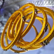 Two-piece silk thread kundan bangle set