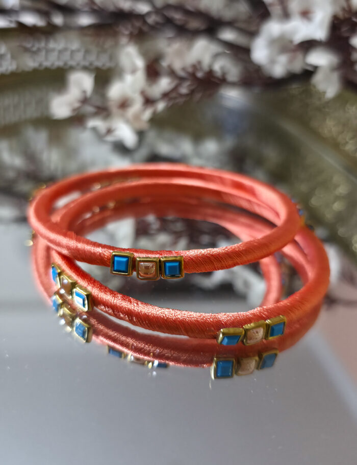 20250927_225546 Silk thread kundan bangles pair for ethnic wear