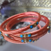 Traditional kundan bangles wrapped in silk thread (pair)