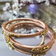 Hand-wrapped silk thread bangles with kundan design