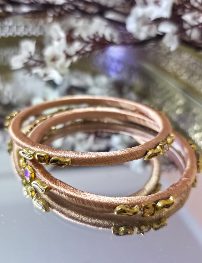 20250927_225652 Hand-wrapped silk thread bangles with kundan design
