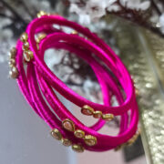 Silk-thread designer bangles with kundan — two pieces