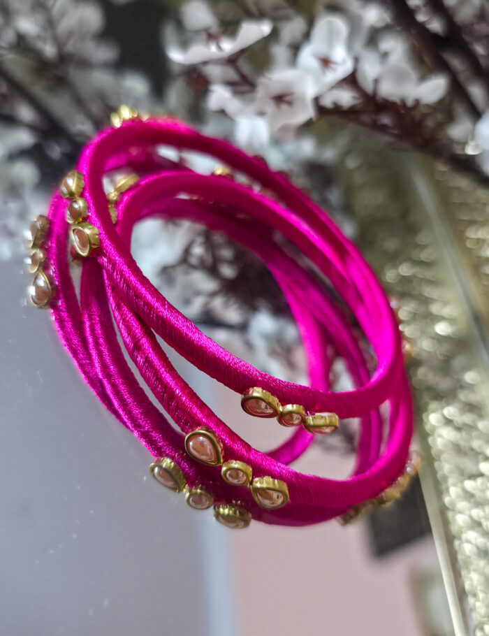20250927_225751 Silk-thread designer bangles with kundan — two pieces