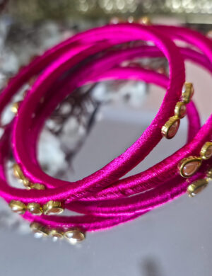 20250927_225759 Silk thread bangle duo with detailed kundan work