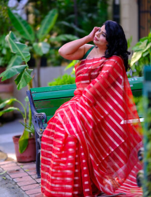Mohini Red & Gold Banarasi Organza Silk Saree