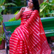 Red and gold Banarasi organza silk saree Mohini