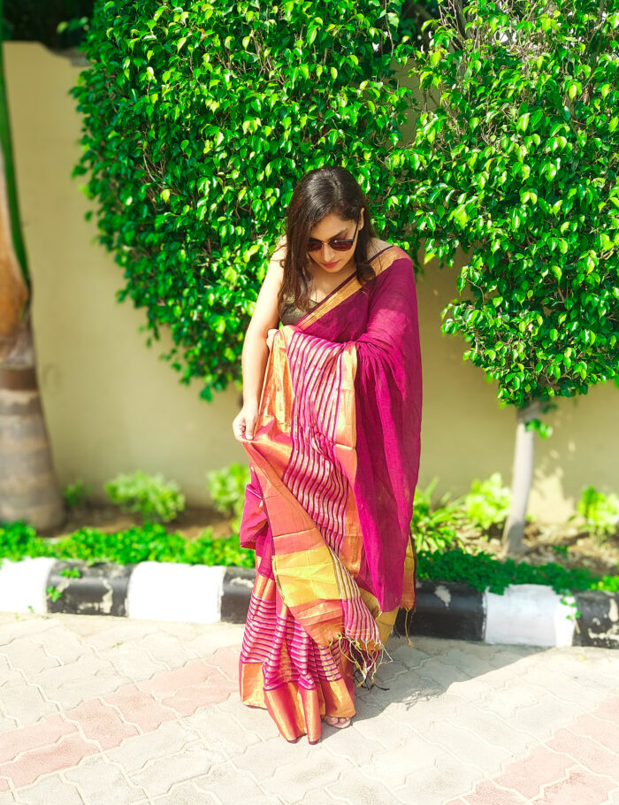 20251018_101357 Gulmohar Linen Saree with Zari Border