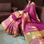 Gulmohar Linen Saree with Zari Border