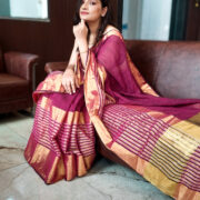 Gulmohar Linen Saree Premium Handwoven
