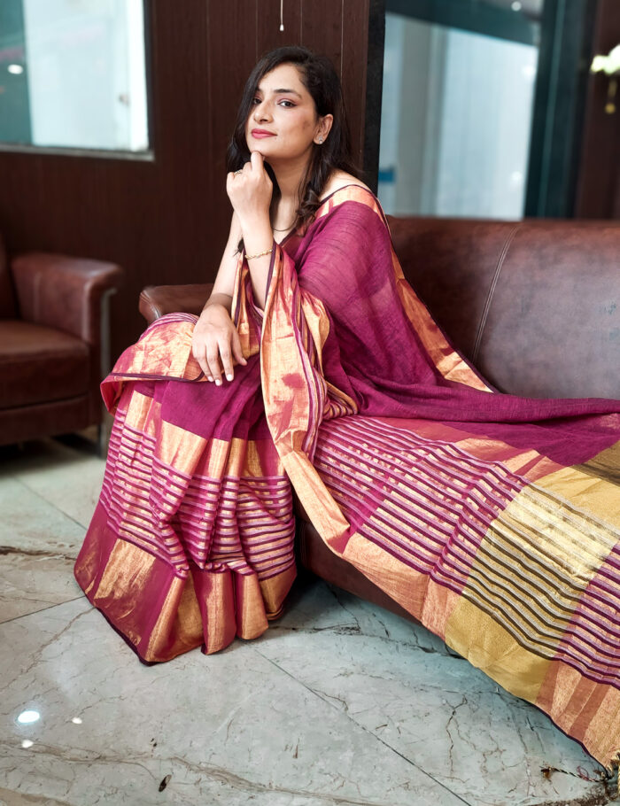 20251018_113053-2 Gulmohar Linen Saree Premium Handwoven
