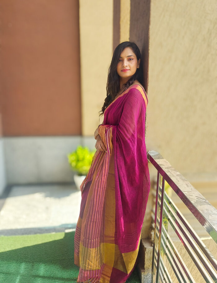 20251018_113138 Gulmohar Linen Saree with Zari Border