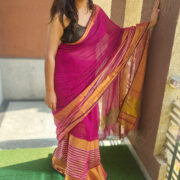 Gulmohar Linen Saree with Zari Border
