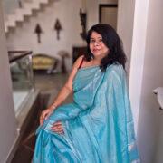 Shining Orion Zari Linen Saree Elegant Handwoven