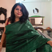 Premium green silk saree woven on handloom with Katan yarn