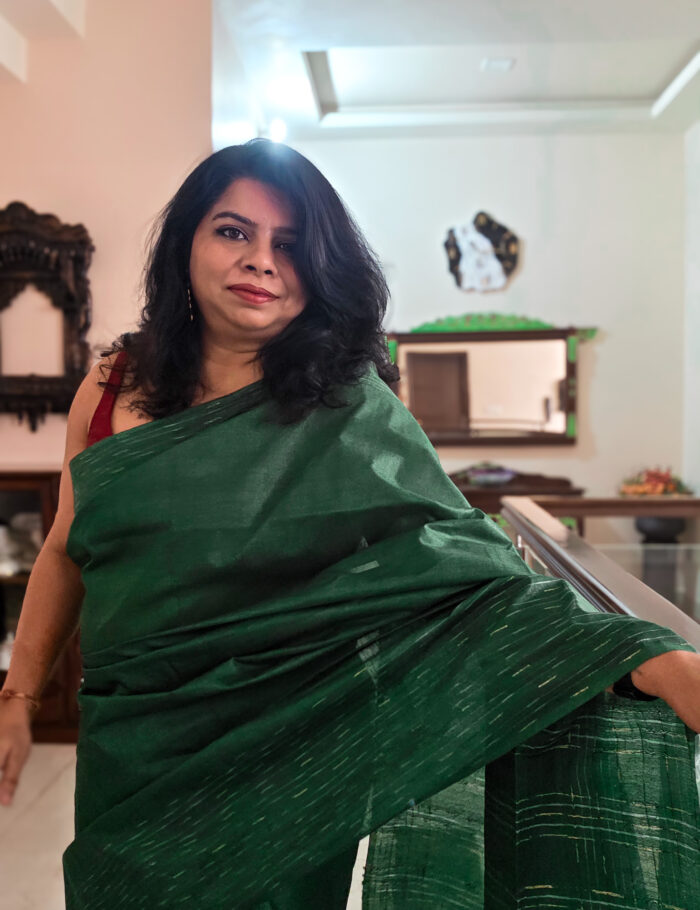 20251021_140831 Premium green silk saree woven on handloom with Katan yarn