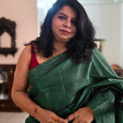 Green Katan silk saree in understated traditional design