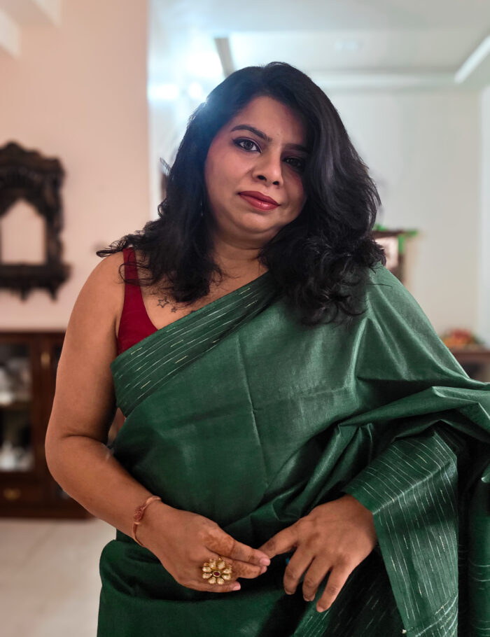 20251021_140836 Green Katan silk saree in understated traditional design