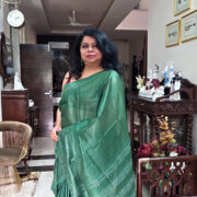 Green ethnic Katan silk saree for weddings or festivities