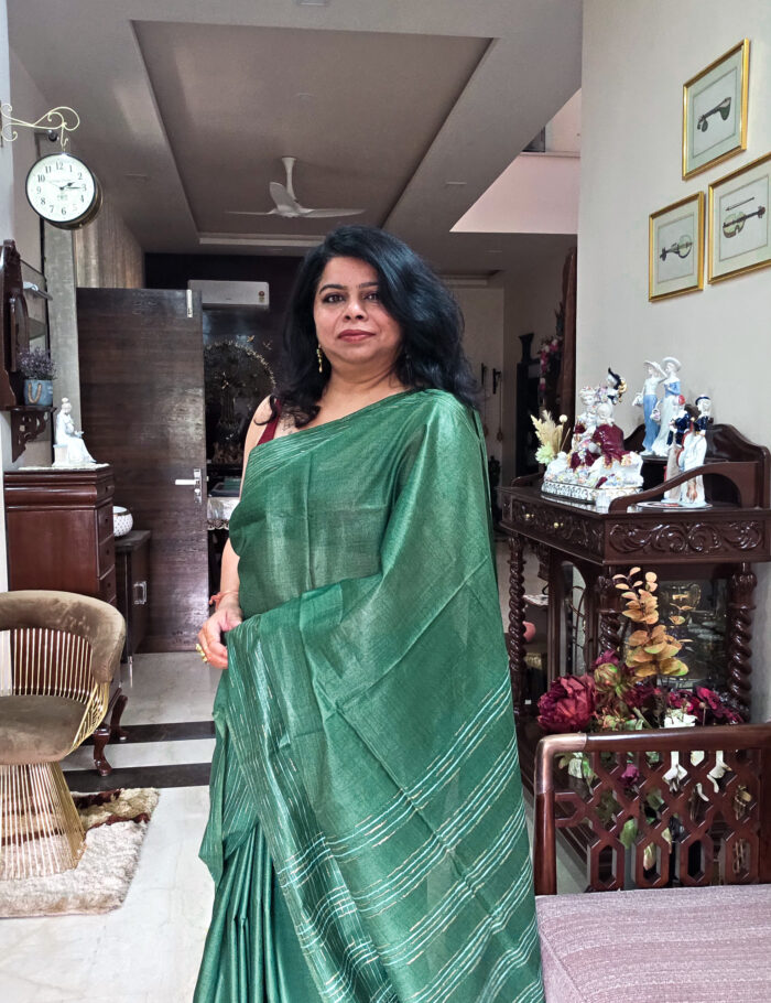 20251021_141215 Green ethnic Katan silk saree for weddings or festivities