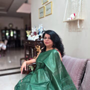 Green Katan silk saree in classic Banarasi style