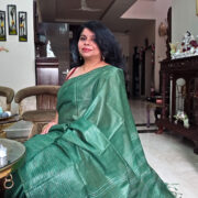 Pure green Katan silk saree with fine weaving