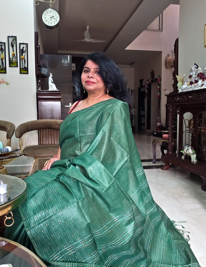 20251021_141503 Pure green Katan silk saree with fine weaving