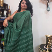 Green Katan silk saree handwoven with Kadua weave