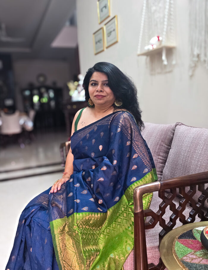20251021_145348 Blue and green cotton zari saree – Geheri Neeli Syahi design