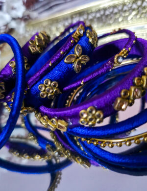 Purple & Blue Silk Thread Bangles (Set of 11)
