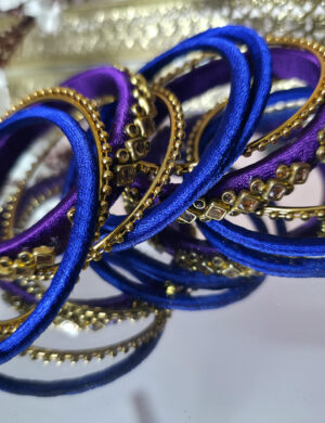 Purple & Blue Silk Thread Bangles Set of 10