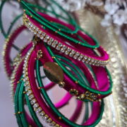 Green & Pink Silk Thread Bangles Set of 9 – Handmade