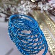 light blue silk thread metal bangle set — ideal for festivals