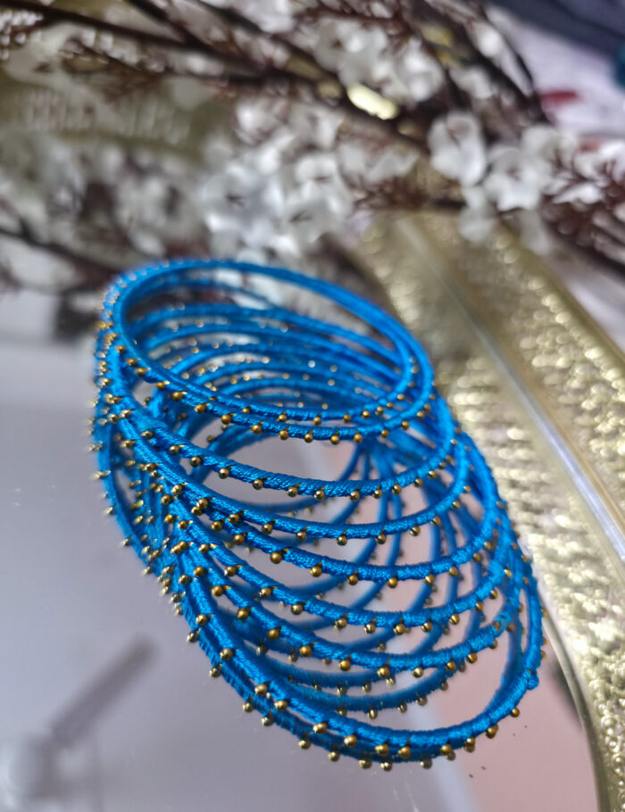 20251028_225918 light blue silk thread metal bangle set — ideal for festivals