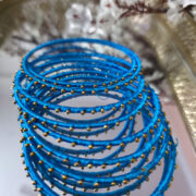 sky blue silk thread metal bangle set — ideal for festivals