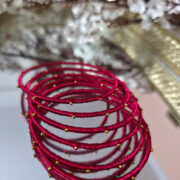 pink silk thread metal bangle set — ideal for festivals