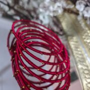 rose pink silk thread metal bangle set — ideal for festivals