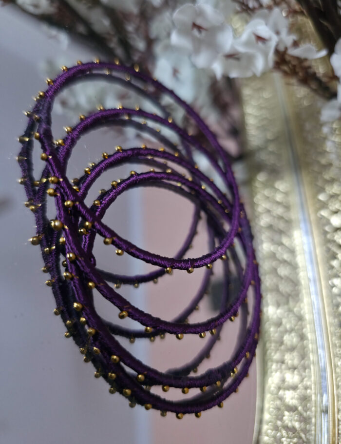 20251028_232537 purple silk thread metal bangle set — ideal for festivals