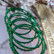green silk metal bangels