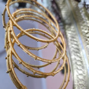 Handmade vibe silk-wrapped metal bangles, set of 4