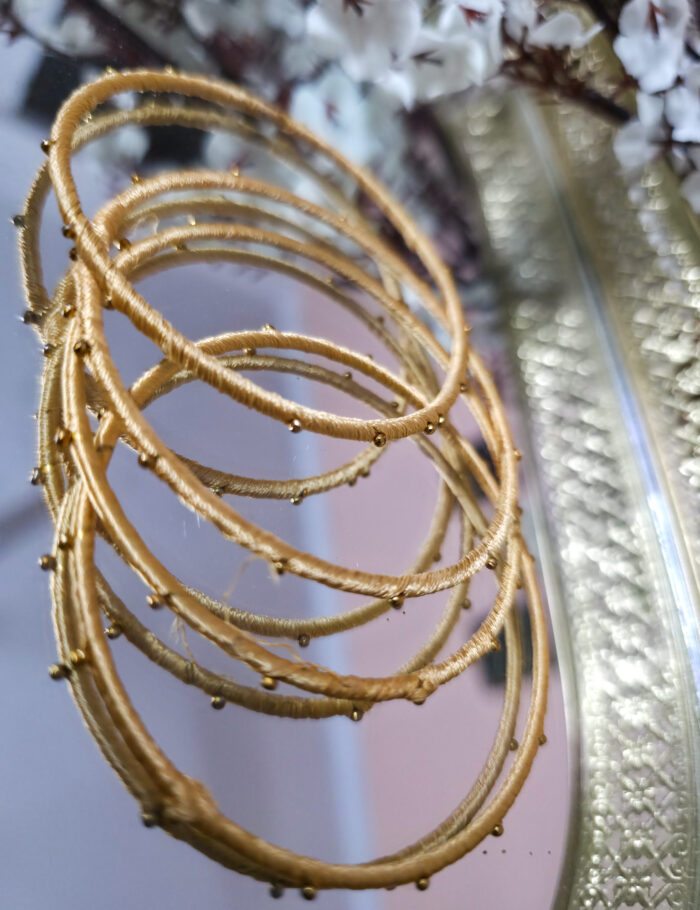20251028_232615 Handmade vibe silk-wrapped metal bangles, set of 4