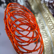 Traditional festive bangle set — 4 silk thread metal bangles