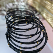 Ethnic style silk-thread metal bangle set of four