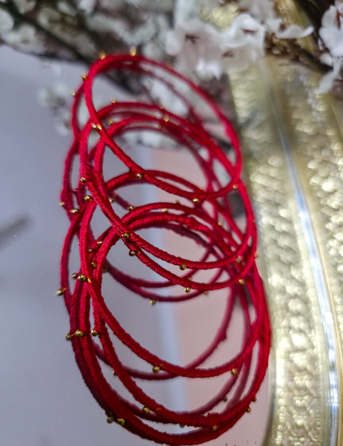 20251028_233208 Four festive silk-thread bangles with metallic base