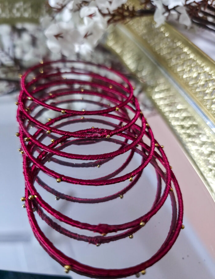 20251028_233235 Silk thread metal bangle set of 4 for festive wear