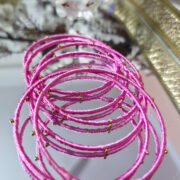 baby pink silk thread metal bangle set — ideal for festivals