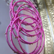 light pink silk thread metal bangle set — ideal for festivals